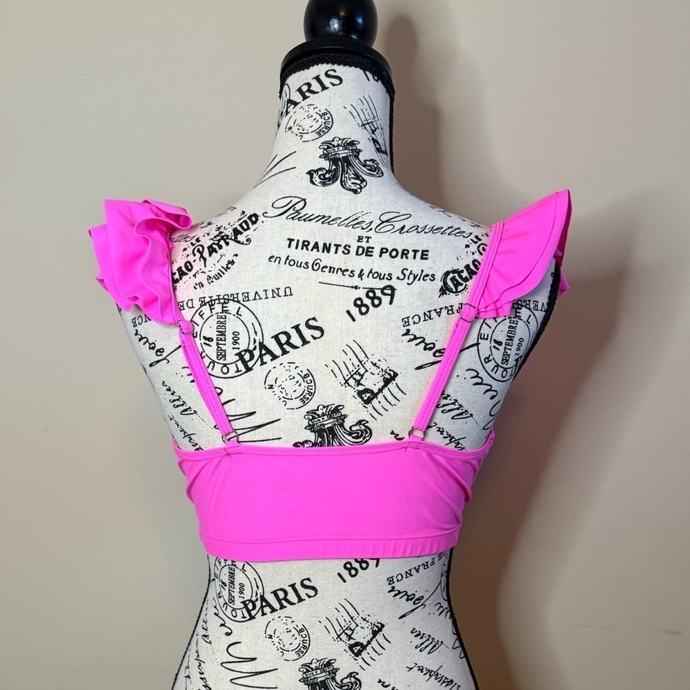 Vibrant Pink Ruffled Bikini Top - Picture 3 of 7